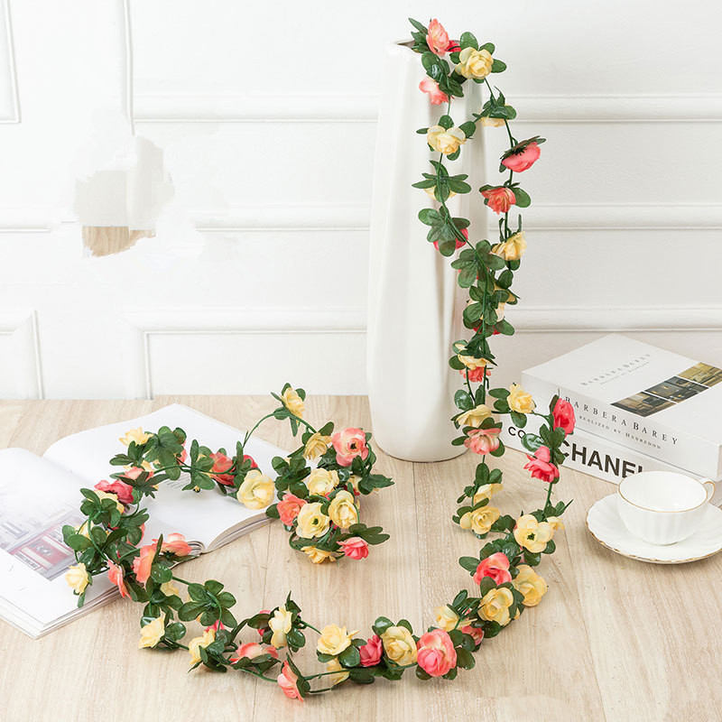 Artificial flower Garland  flower vine rose flower rattan wedding  floral wall home decoration