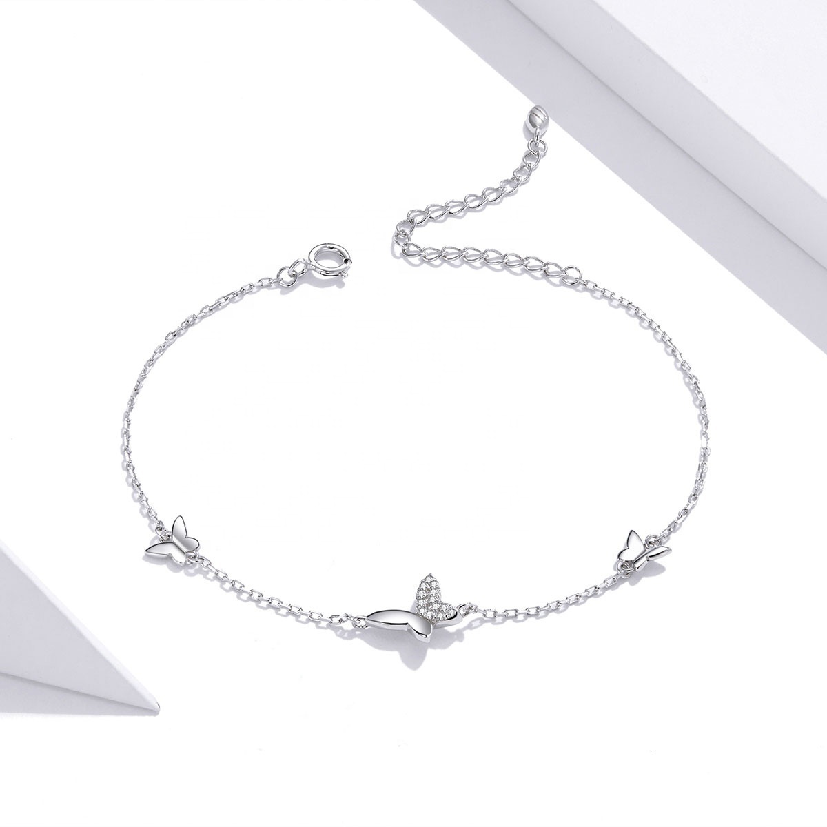 925 Sterling Silver Fashion Jewelry Bangle Fine Jewelry Bracelets Wholesale Making Butterfly Cat Simple Adjustable Bracelet