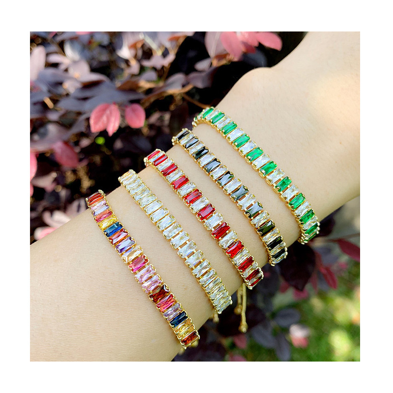 Colorful Crystal Bracelets Gold Plated Copper Bracelets