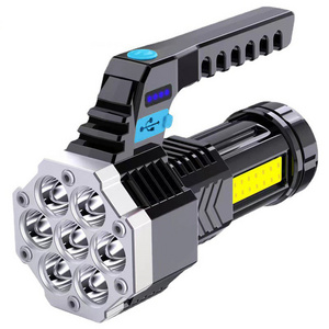 7 LED Flashlight USB Charging COB Side Light Patrol Portable Searchlight Outdoor Hand Light