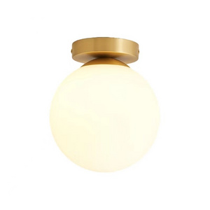 All Copper Glass Ball Led Ceiling Light Modern Creative Brass Bedroom Hallway Light