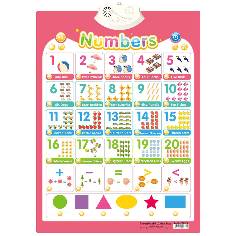 QINGTANG Early Educational Talking wall chart toys ABC Alphabet Number Learning Toys for Toddlers