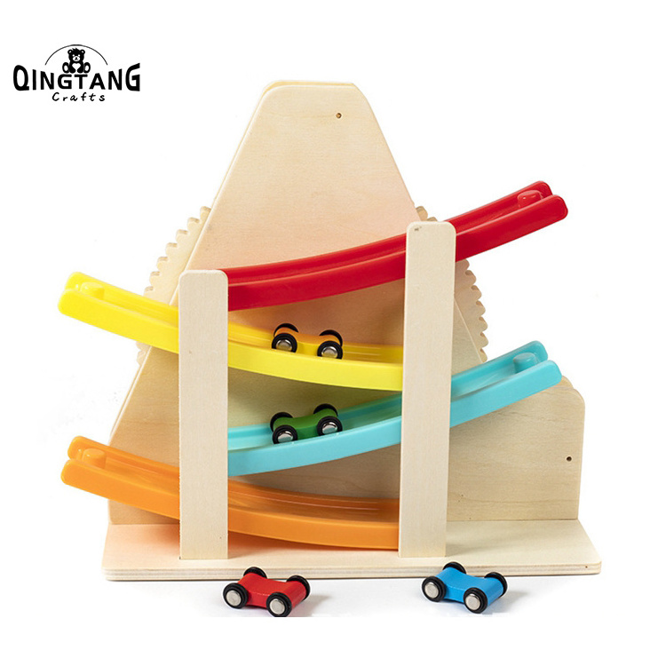 Montessori Toys roller coaster game wooden gliding car toy Car Ramp Toy for Toddlers