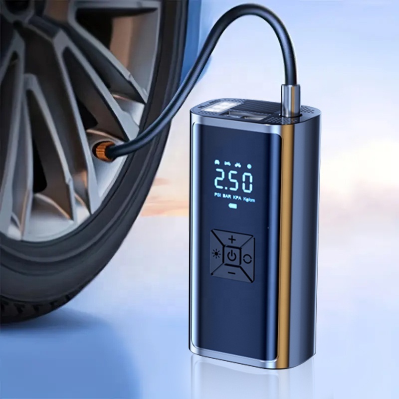 Portable Car Tire Inflator Air Pump with LED Light Cordless 150PSI 12V DC Digital Display Handheld Air Compressor