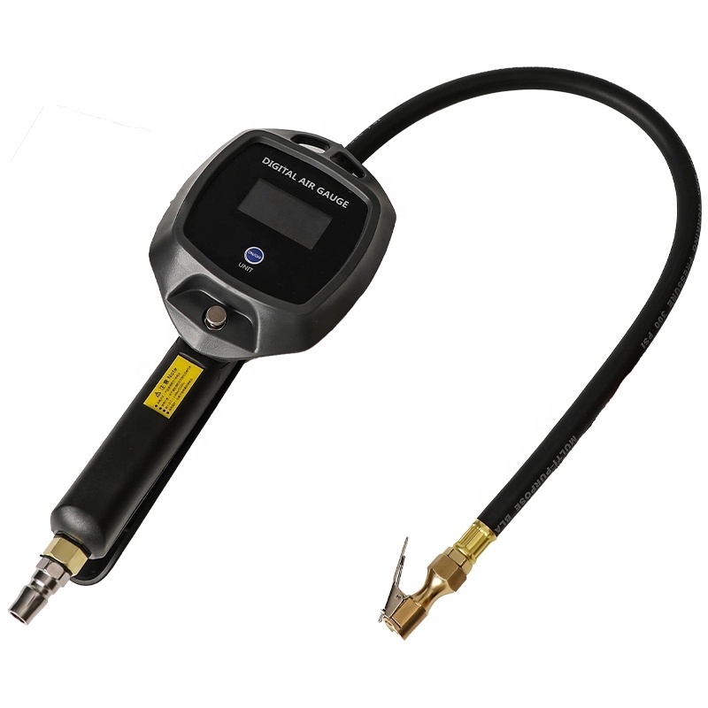 Digital Car High-precision Tire Pressure Gauge with Inflator Connector 4 Pressure Units 255 PSI Max Inflator Gun