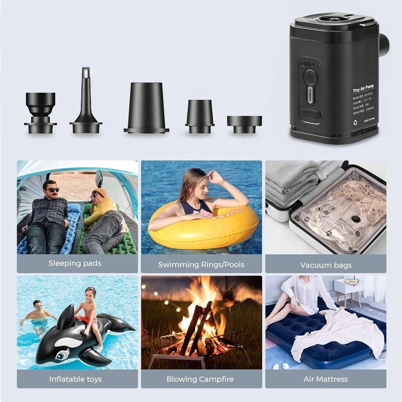 Portable Air Pump for Inflatables Mini Air Mattress Pump with Camping Light Inflator Pump for Pool Floats Swimming Rings