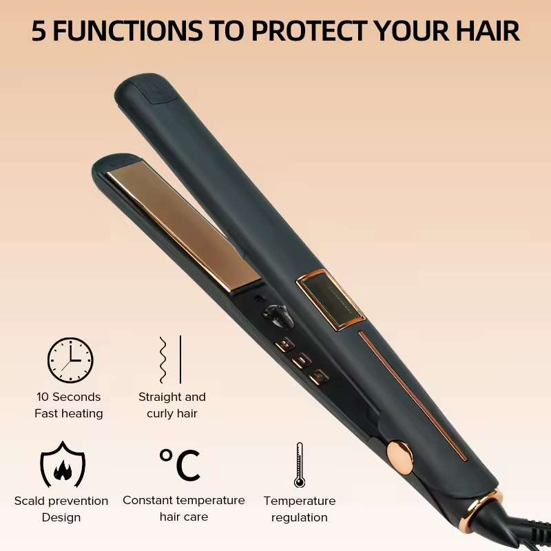 QXXZ High quality PTC Heat 450 degree Titanium Curling Salon Portable Hair Straightener With LED Digital Display Flat iron