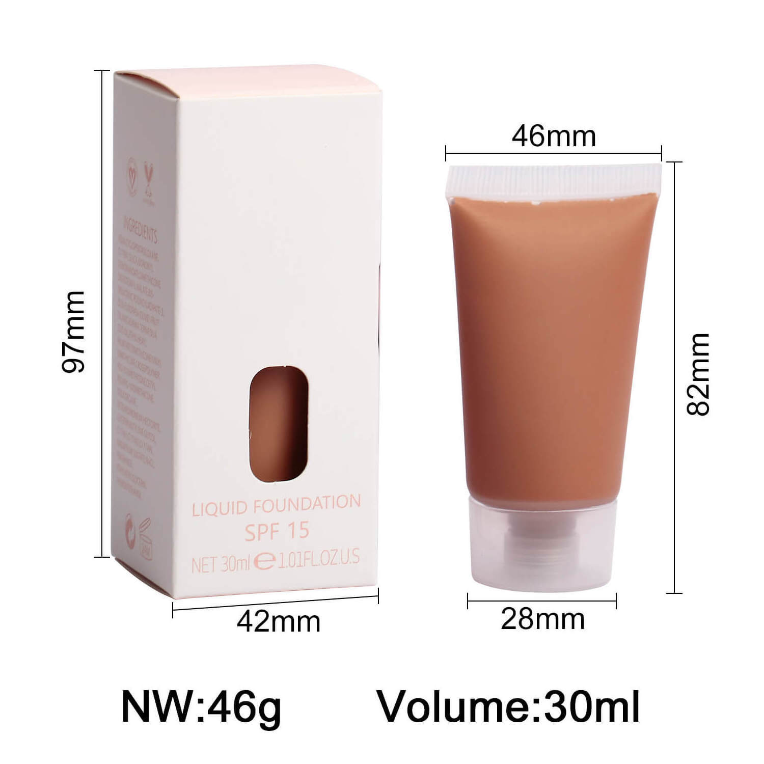 Logo Design 30ml Liquid Private Label Foundation Long-Lasting Concealer Cream Cosmetics Foundation