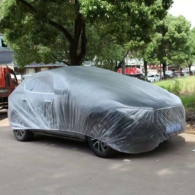 wholesale transparent disposable foldable waterproof plastic convenient car cover