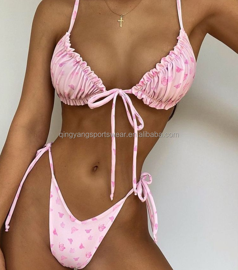 Hot sale women mini micro pink high leg Brazilian swimwear sexy lady bikini extreme Bikini