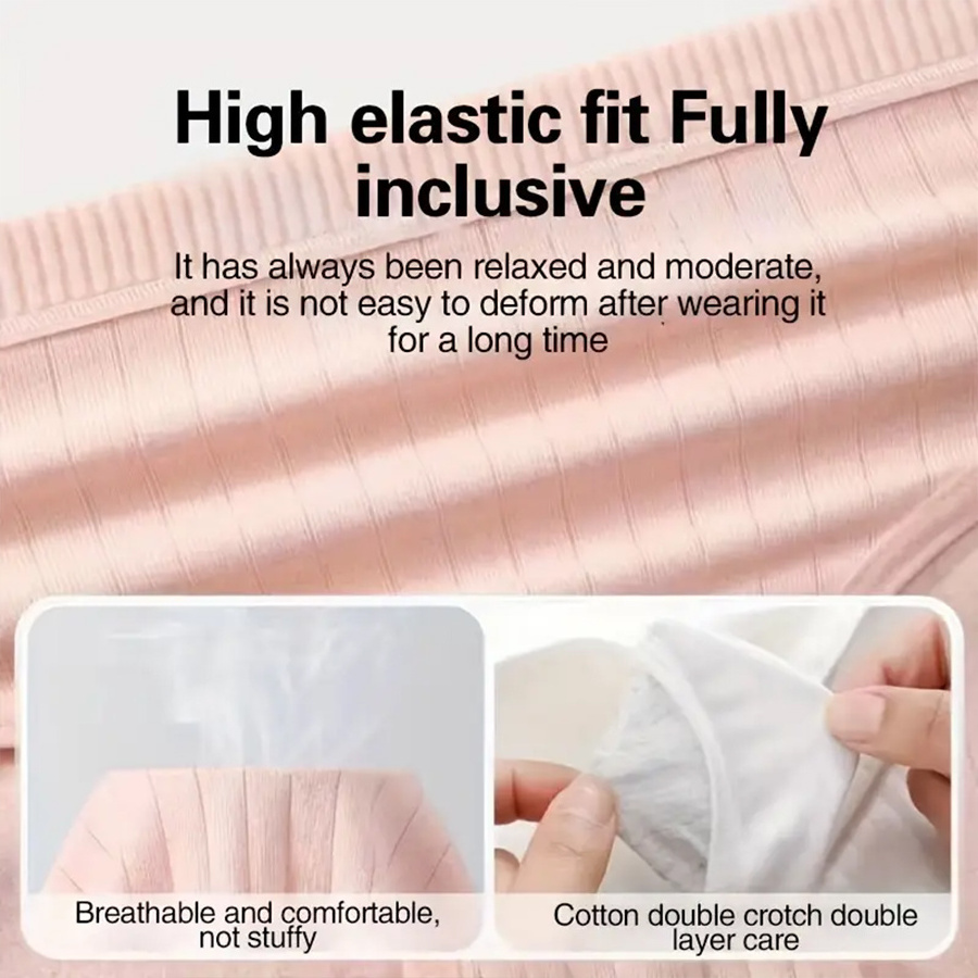 Factory Direct Print Customize Logo Breathable Plus Size High Waist Cotton Spandex Stripe Panties Under Wear Underwear Women's