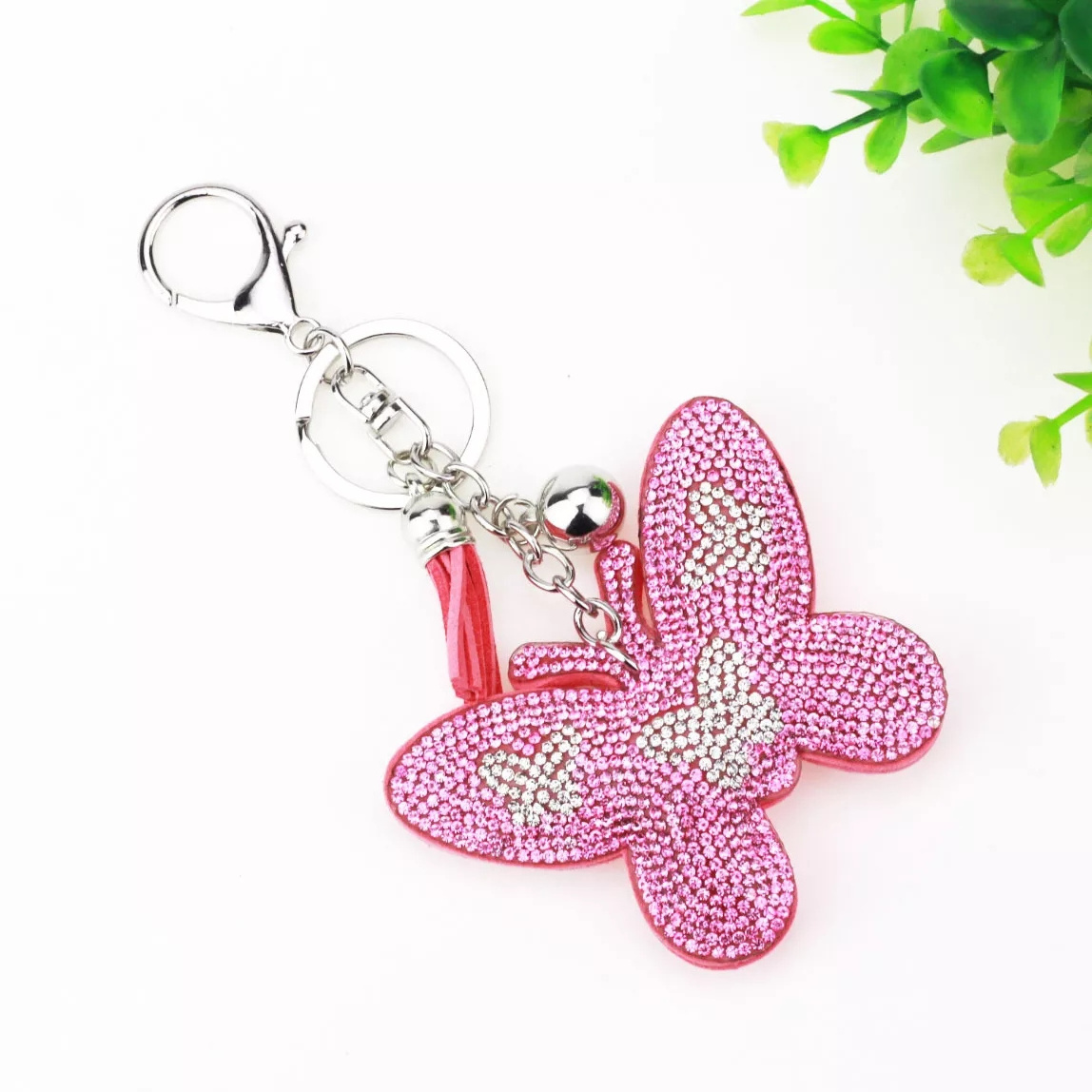 Fashion Full Crystal Rhinestone Butterfly Handbag Charm Pendant Tassel Keyring crystal rhinestone Butterfly Wallet Keychain