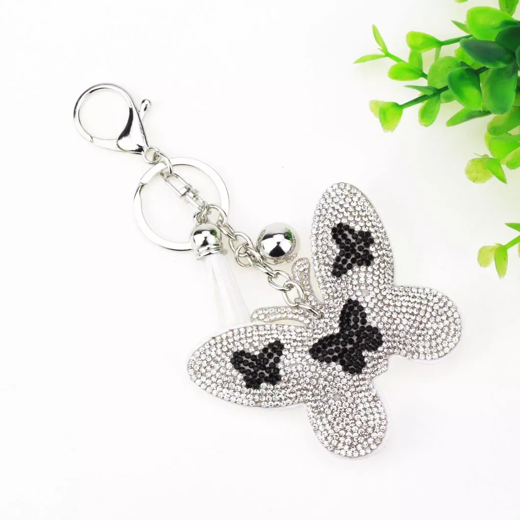 Fashion Full Crystal Rhinestone Butterfly Handbag Charm Pendant Tassel Keyring crystal rhinestone Butterfly Wallet Keychain