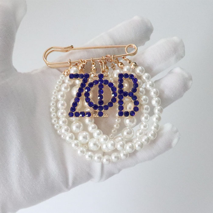 New Luxury  Zeta Phi Beta Brooch Delta 1913 Violet Flower Sorority  Broach AKA Pearls Pin  Greek  Letters  Ladies Finer Broo