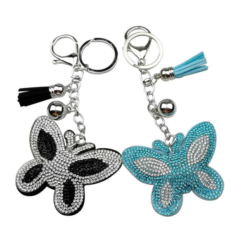 Fashion Full Crystal Rhinestone Butterfly Handbag Charm Pendant Tassel Keyring crystal rhinestone Butterfly Wallet Keychain