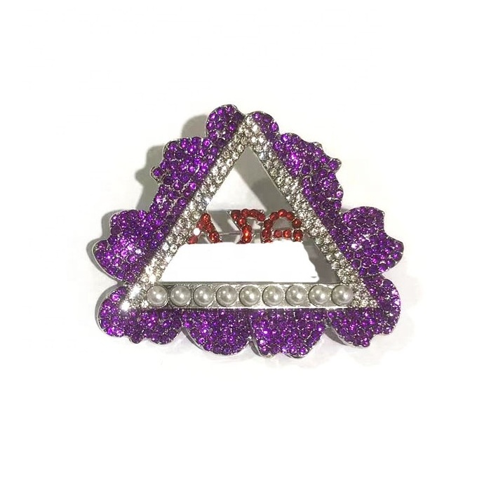 New Luxury  Zeta Phi Beta Brooch Delta 1913 Violet Flower Sorority  Broach AKA Pearls Pin  Greek  Letters  Ladies Finer Broo