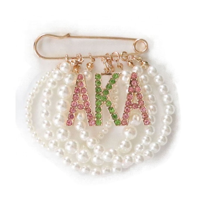 New  zeta phi beta Brooch Delta Sigma Theta Sorority Fortitude  Broach AKA Pearls Pin  Greek  Letters  Ladies Finer Brooch