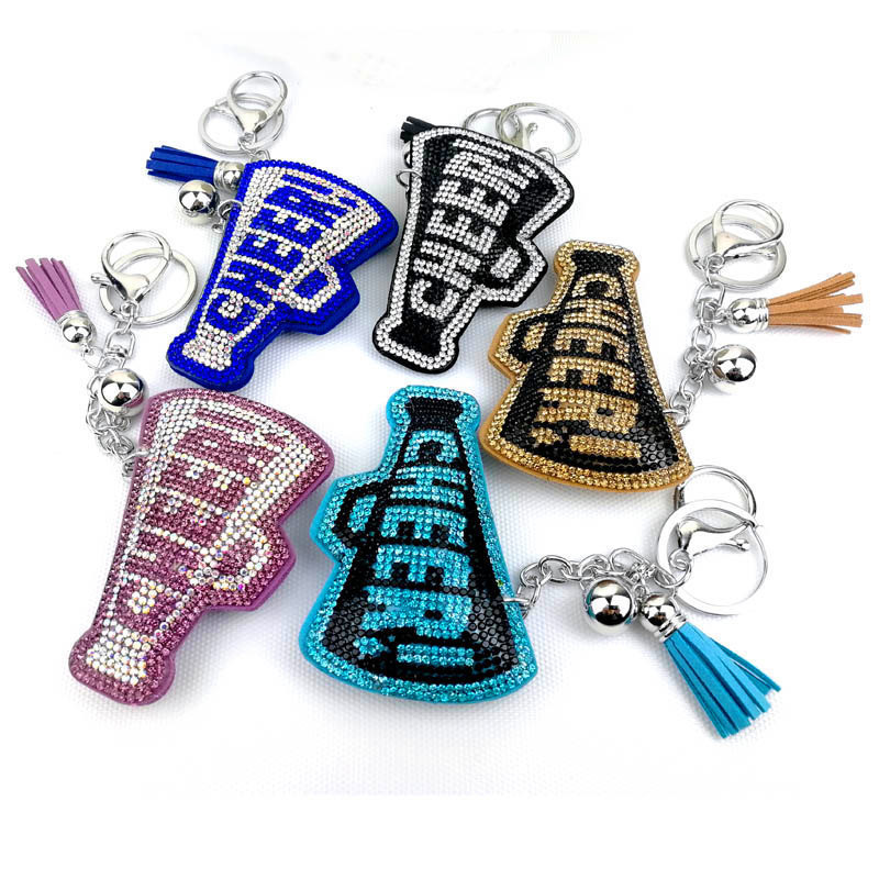 Trendy Sporty Cheer Up Cheerleaders Crystal Pendant Keychain  Girl Keychain