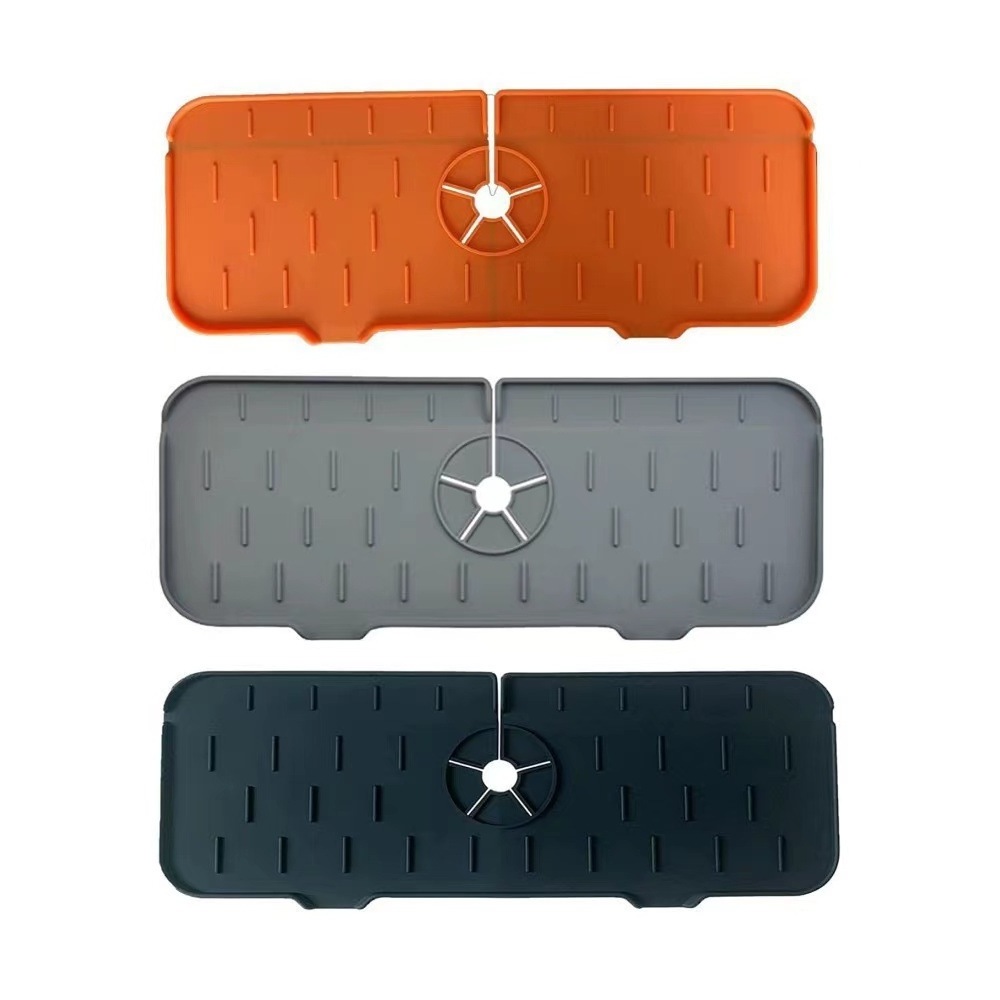 Faucet Mat Sink Draining Pads Drying Mat Kitchen Faucet Sink Splash Guard Silicone CLASSIC Silicone Kitchen Soap Tray Irregular