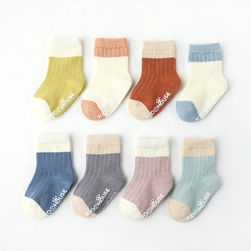 Beautiful mid-tube kid's socks point glue anti slip cotton socks