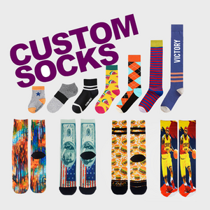 Low Moq Custom Logo Print Socks 3D Seamless 360 Digital Print Sublimation Blank Custom Print Crew Socks