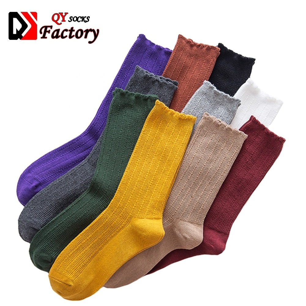 Wholesale Soft  Plain Long  Loose Ruffle Slouch Socks For Women