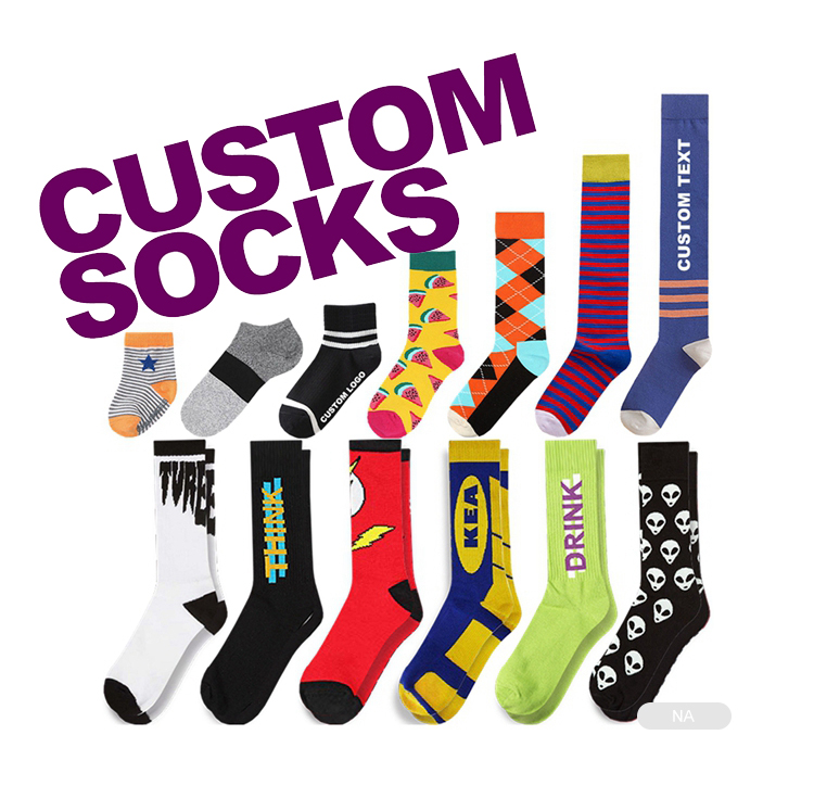 Low Moq Custom Logo Print Socks 3D Seamless 360 Digital Print Sublimation Blank Custom Print Crew Socks