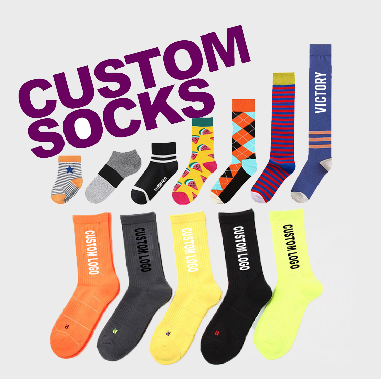 Low Moq Custom Logo Print Socks 3D Seamless 360 Digital Print Sublimation Blank Custom Print Crew Socks