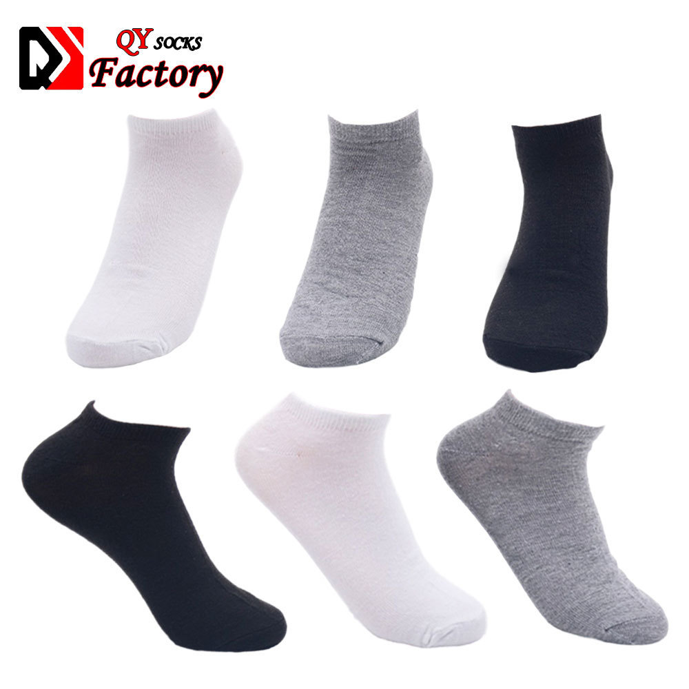 Wholesale bulk production disposable cheap low cut ankle socks black white gray mens business socks