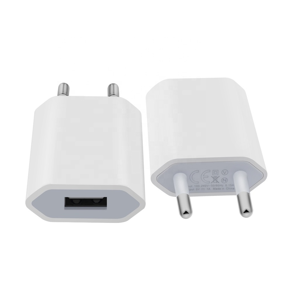 Premium Single Port EU Charger USB Charger Mobile Phone 5V 1000mA Charging Power Travel Adapter for iPhone for Samsung