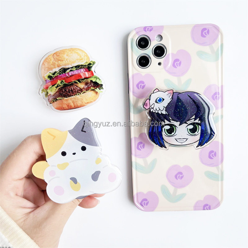 Custom Your LOGO Mobile Phone Holder With Cute Design Acrylic Sublimation Phone Grip Custom Phone Grip Poppings Socket