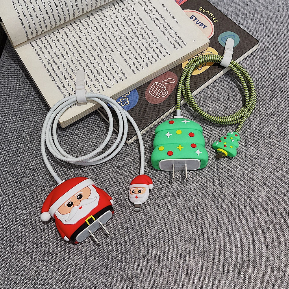 charger cable protectors 18W 20W charging 3D cute Cartoon Silicone cable head case cover set phone charger protector