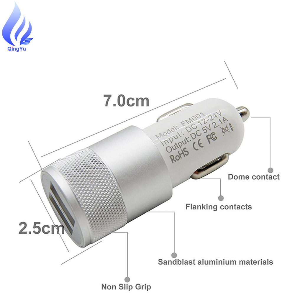 2023 Hot Products 5V 3.1A Dual Port USB Car Charger,Universal Aluminum And ABS Fireproof Material Fast Charging Car Charger