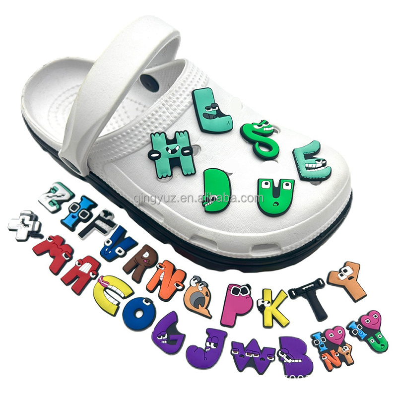 2024 cartoon Letters Fruits designs pvc croc charms custom crocs charms for Shoe decoration