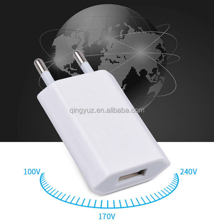 Premium Single Port EU Charger USB Charger Mobile Phone 5V 1000mA Charging Power Travel Adapter for iPhone for Samsung