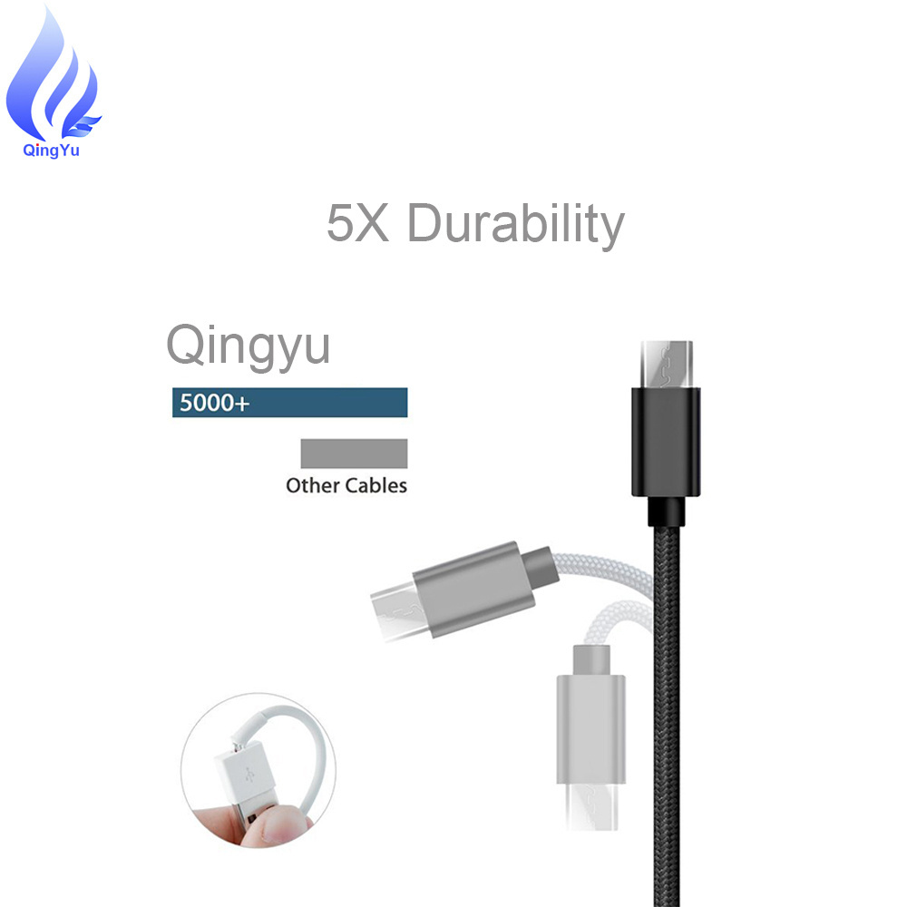 Nylon Braided 2M Micro USB Charger Cable V8 Mobile Phone Charging Cord 2.0 Data Sync Cable for Samsung galaxy Black