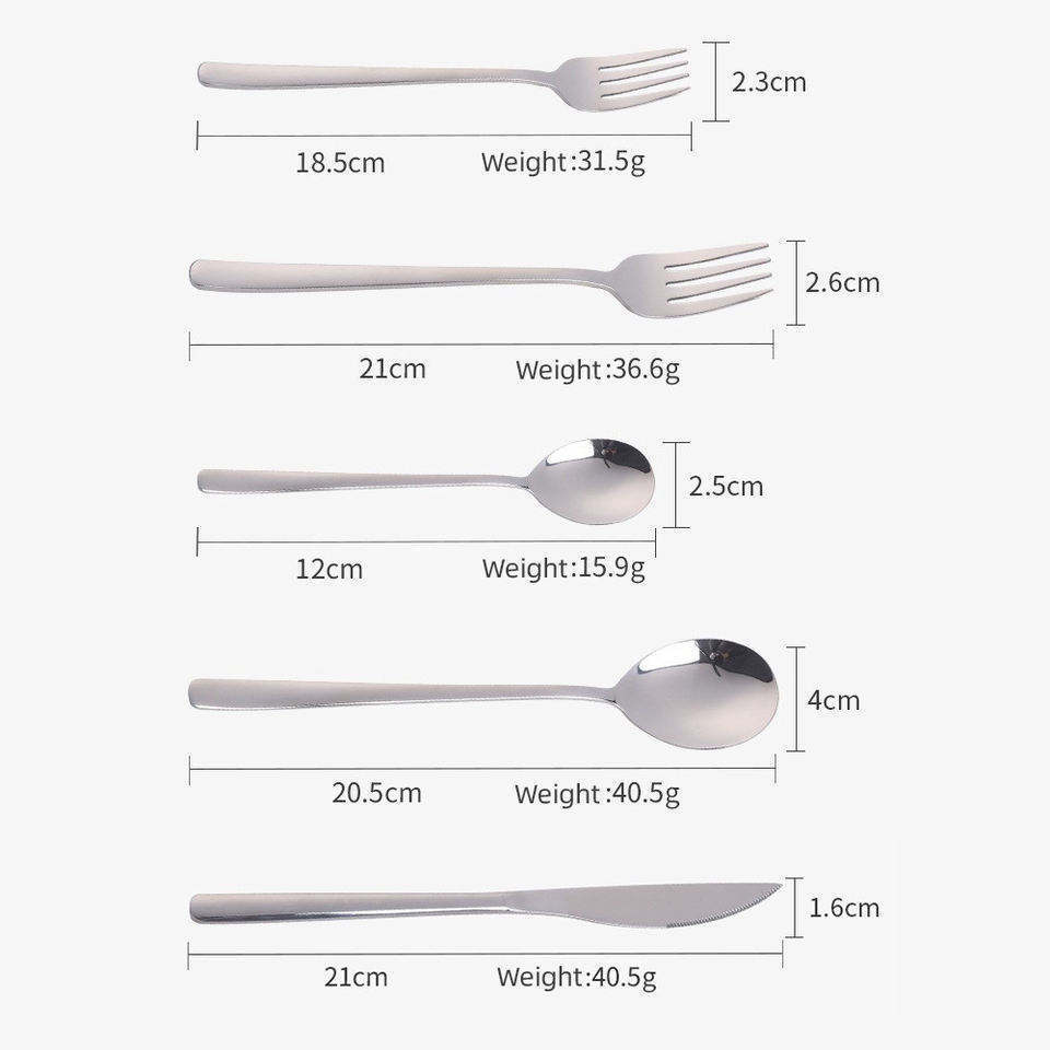 Talheres Inox Restaurant Silverware Wedding Silver Cutlery Knife Bulk Stainless Steel Flatware Korean Fork And Spoon Set