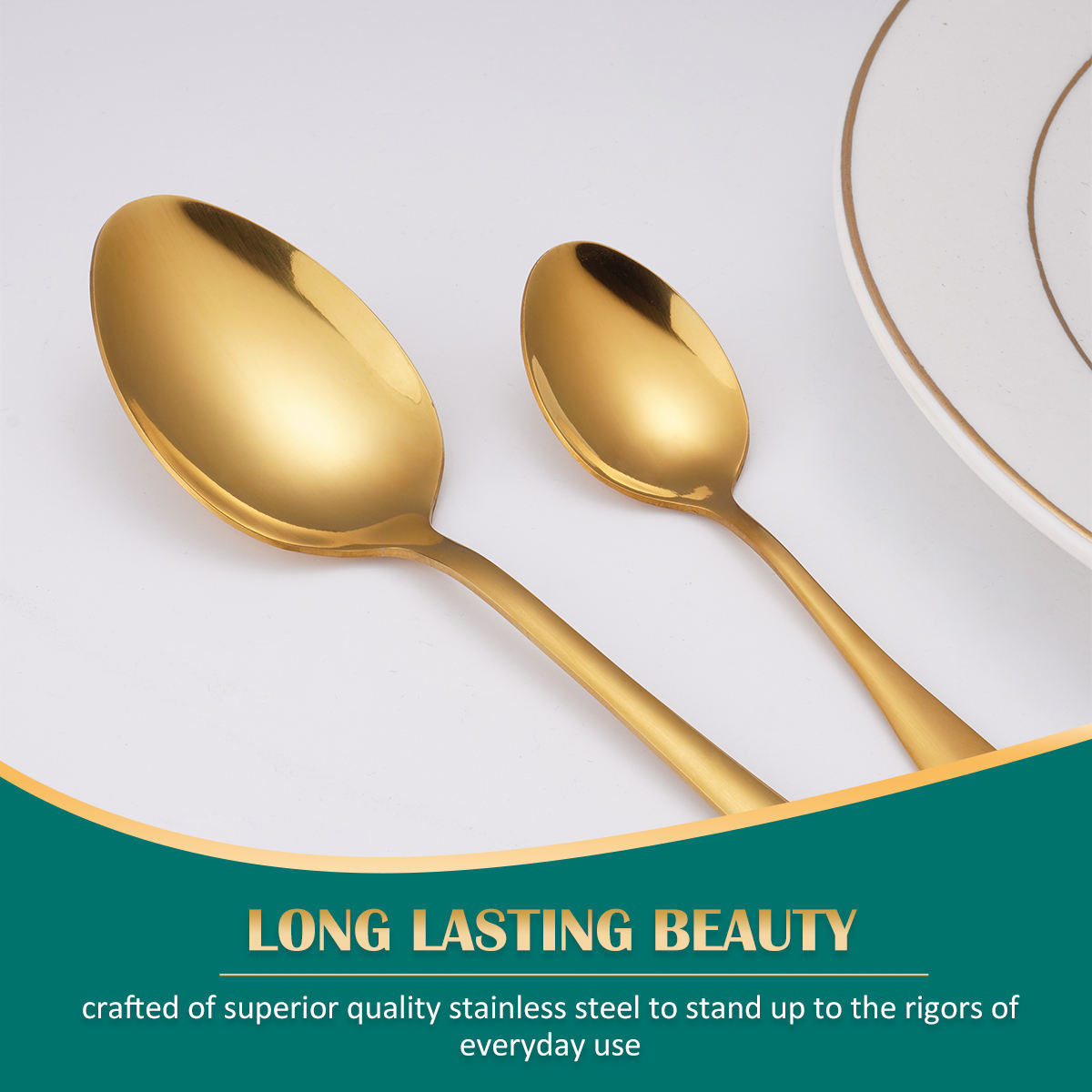 Wholesale Modern Flatware Wedding Talher Gold Tea spoon And Knife Stainless Steel Silverware Set Restaurant Cutlery