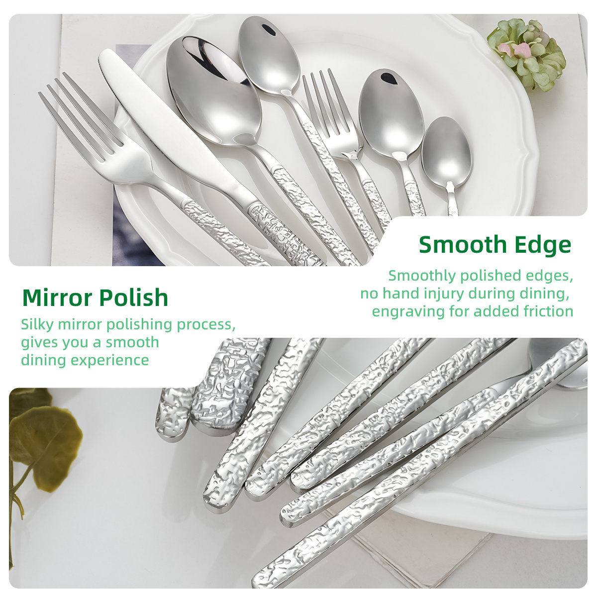 Middle East Customization Silverware 3d Laser Cutlery Stainless Steel Forks Knife Spoons Flatware Set For Restaurant