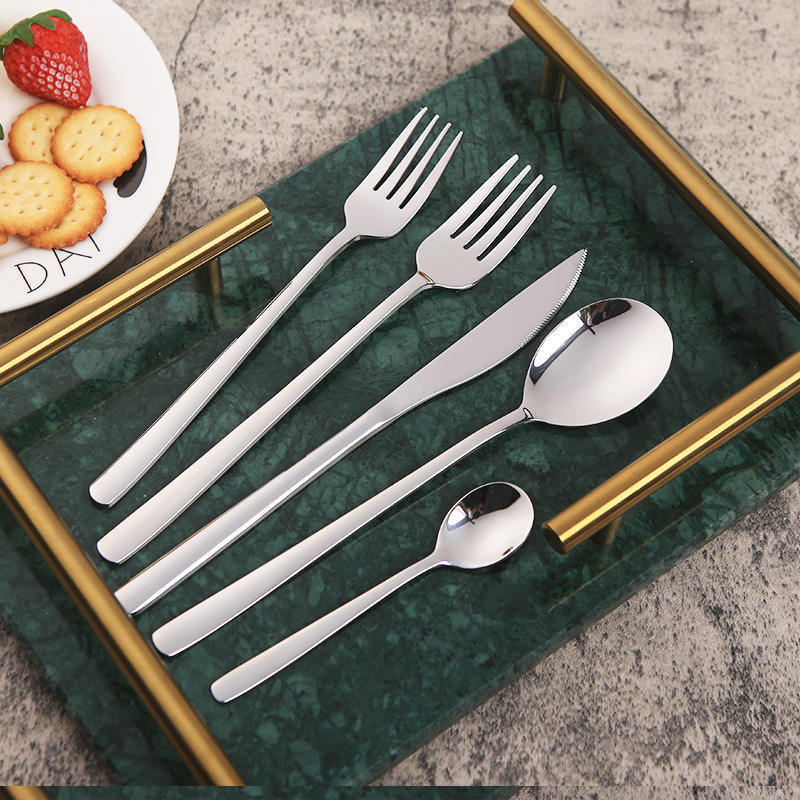 Talheres Inox Restaurant Silverware Wedding Silver Cutlery Knife Bulk Stainless Steel Flatware Korean Fork And Spoon Set