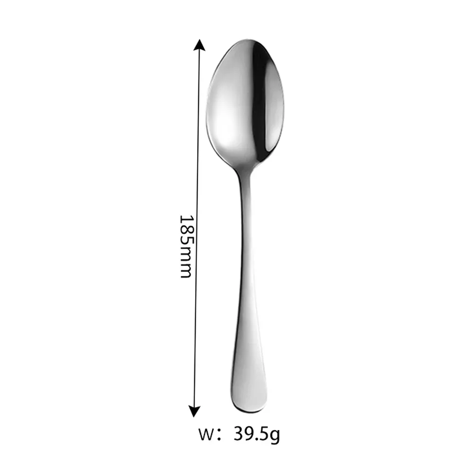 Custom Kitchen Cutlery Metal Flatware Silver Stainless Steel Serving Dinner Salad Rice Dessert Soup Table Spoon