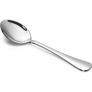 Custom Kitchen Cutlery Metal Flatware Silver Stainless Steel Serving Dinner Salad Rice Dessert Soup Table Spoon