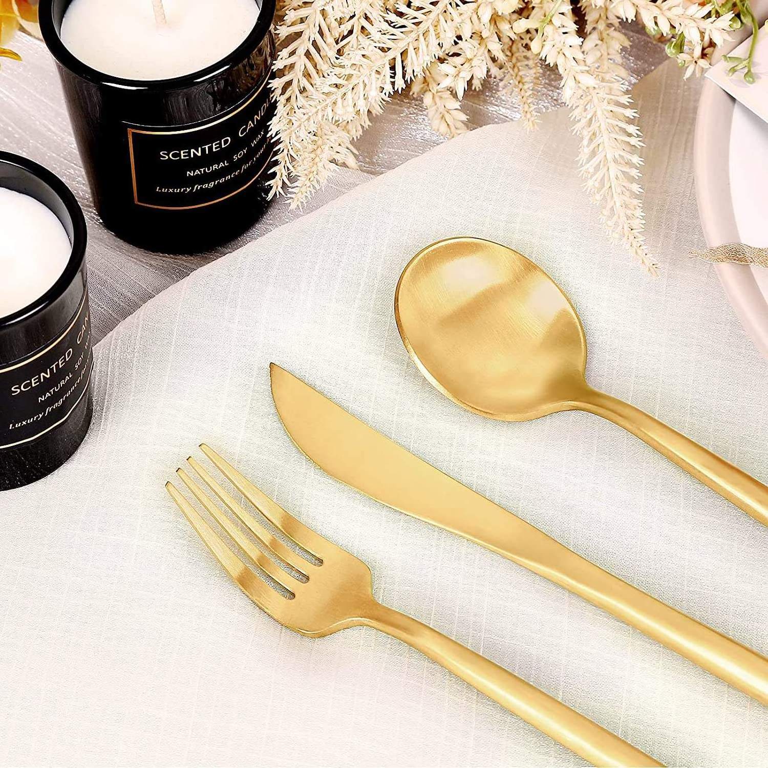 Korean Silverware Restaurant Matte Black Fork And Spoon 18/10 Stainless Steel Gold Plated Cutlery Bulk Flatware