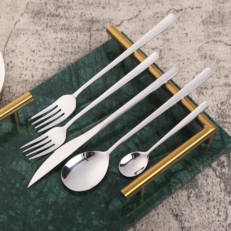 Talheres Inox Restaurant Silverware Wedding Silver Cutlery Knife Bulk Stainless Steel Flatware Korean Fork And Spoon Set