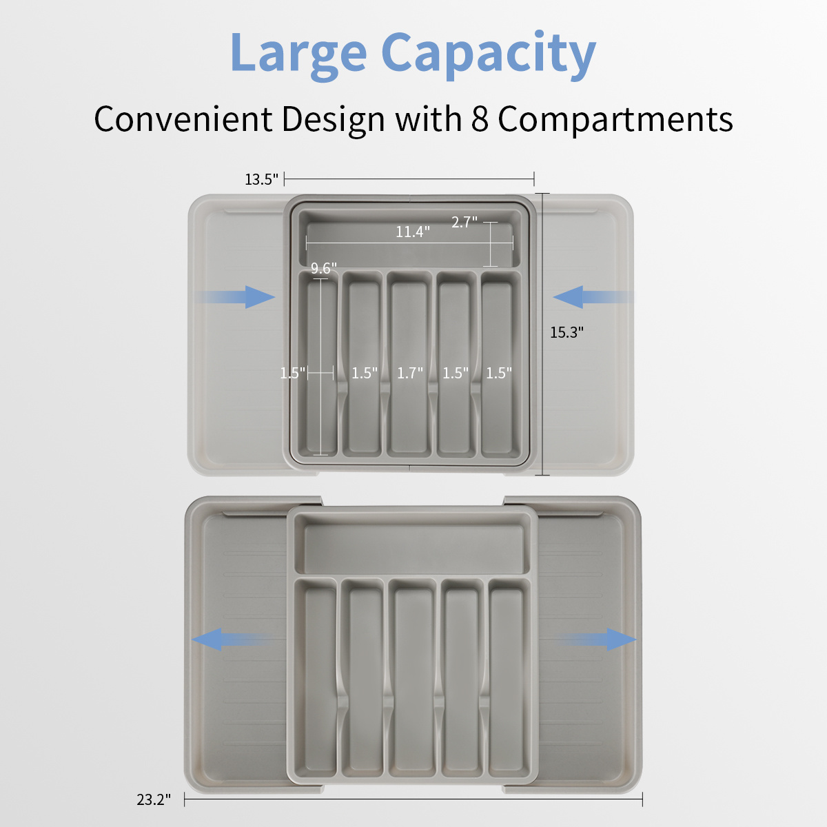 Personalized Reasonable Price Expandable Kitchen Tableware Storage Compact Cutlery Organizer Drawer Abs Cutlery Tray With Lid