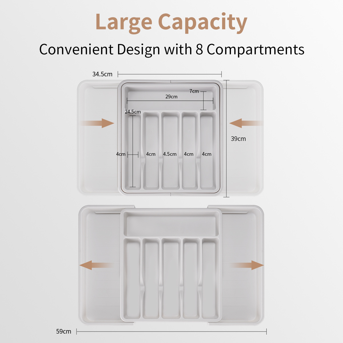 Multifunctional Plastic Flatware Holder Dividers Expandable Cutlery Organizer Kitchen ABS  Luxury Cutlery Tray For Drawer