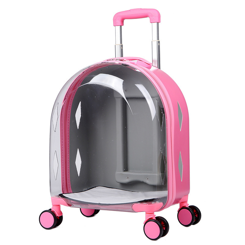 'Airline Approved Tote Luggage Soft Sided Pink Cat Dog Pet Carrier With Detachable Wheels For Small And Medium Dogs Cats