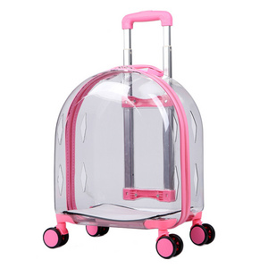 'Airline Approved Tote Luggage Soft Sided Pink Cat Dog Pet Carrier With Detachable Wheels For Small And Medium Dogs Cats