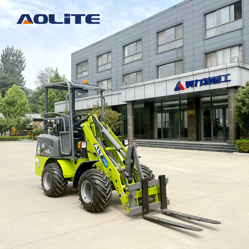 AOLITE E606 CE chinese telescopic small wheel loader ALT 600kg mini front end 4wd electric loader all terrain forklift for sale