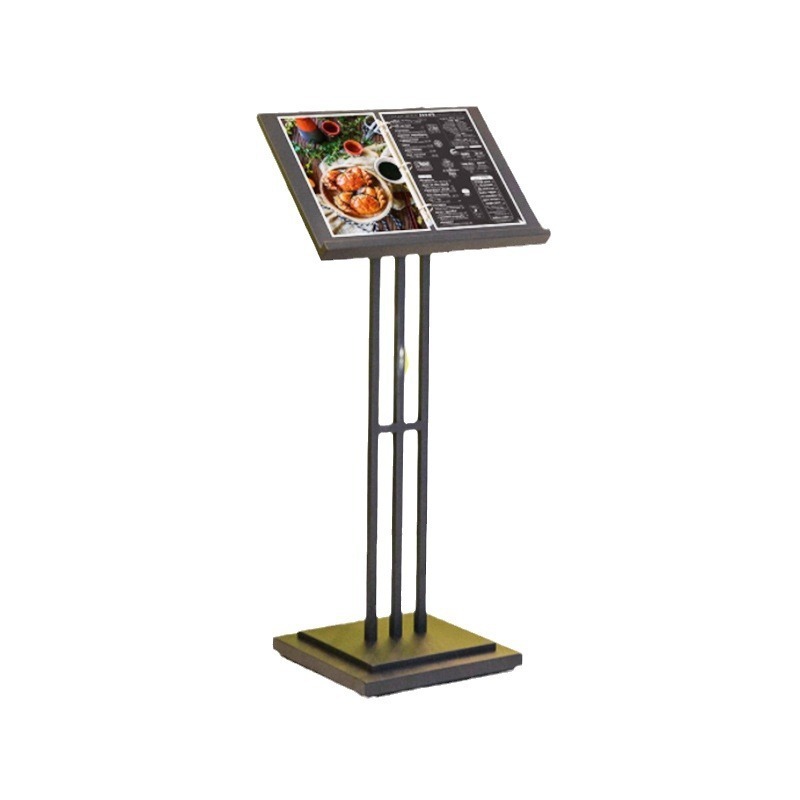 Customized Restaurant Menu Display Stand & Hot Sales  Publicity Rack A4 Hotel Menu Page Flip Floor Display Stand